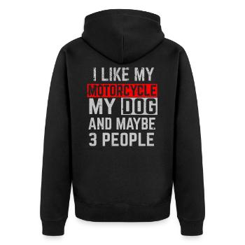 Motorradfahrer Hunde Hund Spruch - Unisex Premium Bio Zip Hoodie - Schwarz - Hinten - Nico (187cm)