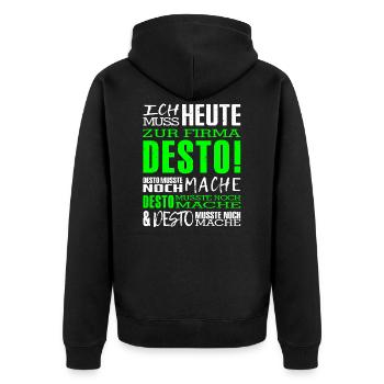 Firma Desto - Unisex Premium Bio Zip Hoodie - Schwarz - Hinten - Nico (187cm)