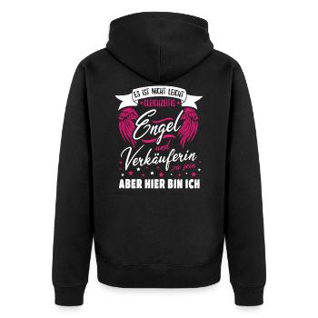 Verkäuferin Einzelhandel Kauffrau Engel Geschenk - Unisex Premium Bio Zip Hoodie - Schwarz - Hinten - Nico (187cm)