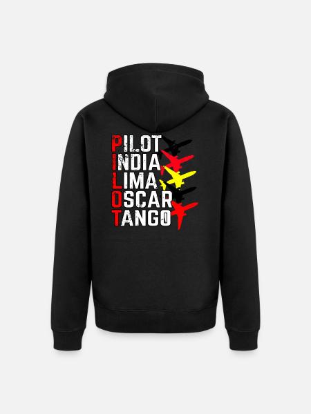 Pilot Pilot Alphabet - Unisex Premium Organic Zip Hoodie - black