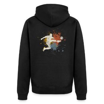 Soccer retro - Unisex Premium Organic Zip Hoodie - black - Back - Nico (187cm)