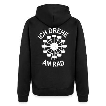 Riesenrad - Unisex Premium Bio Zip Hoodie - Schwarz - Hinten - Nico (187cm)