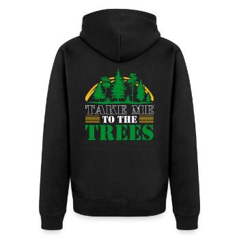 TREES - Unisex Premium Organic Zip Hoodie - black - Back - Nico (187cm)