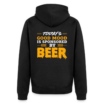 Gute Stimmung - Unisex Premium Bio Zip Hoodie - Schwarz - Hinten - Nico (187cm)
