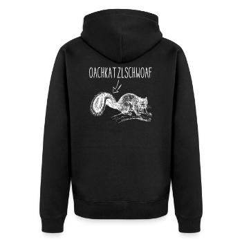 Oachkatzlschwoaf - Unisex Premium Bio Zip Hoodie - Schwarz - Hinten - Nico (187cm)