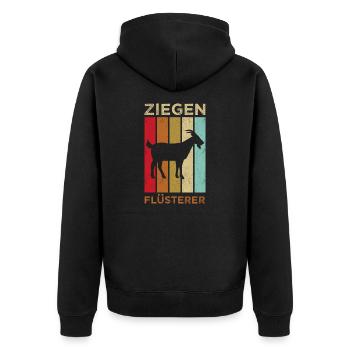 Ziegen Flüsterer - Unisex Premium Bio Zip Hoodie - Schwarz - Hinten - Nico (187cm)