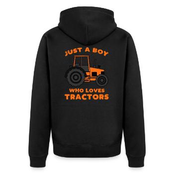 Traktor Jungen Traktoren Spruch Geschenk - Unisex Premium Bio Zip Hoodie - Schwarz - Hinten - Nico (187cm)