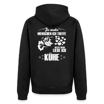 Kühe Geschenk - Unisex Premium Bio Zip Hoodie - Schwarz - Hinten - Nico (187cm)