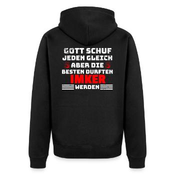 Imker Bienen Spruch - Unisex Premium Bio Zip Hoodie - Schwarz - Hinten - Nico (187cm)