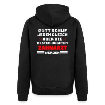 Zahnarzt Spruch - Unisex Premium Bio Zip Hoodie - Schwarz - Hinten - Nico (187cm)