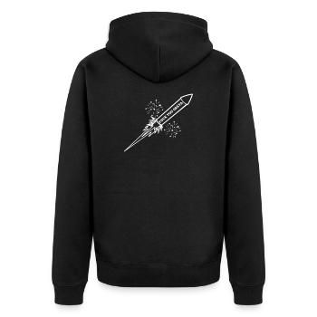 Fuck you Gr * ta pyrotechnics parody environment climate - Unisex Premium Organic Zip Hoodie - black - Back - Nico (187cm)
