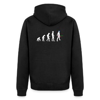 VR Evolution Virtual Reality I Gamer Geschenkidee - Unisex Premium Bio Zip Hoodie - Schwarz - Hinten - Nico (187cm)