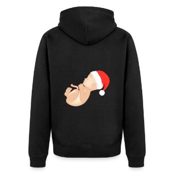 Weihnachten Schwanger Schwangerschaft Babybauch - Unisex Premium Bio Zip Hoodie - Schwarz - Hinten - Nico (187cm)