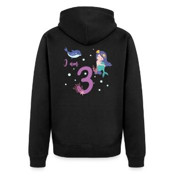 Meerjungfrau ich bin 3 Dritter Geburtstag - Unisex Premium Bio Zip Hoodie - Schwarz - Hinten - Nico (187cm)
