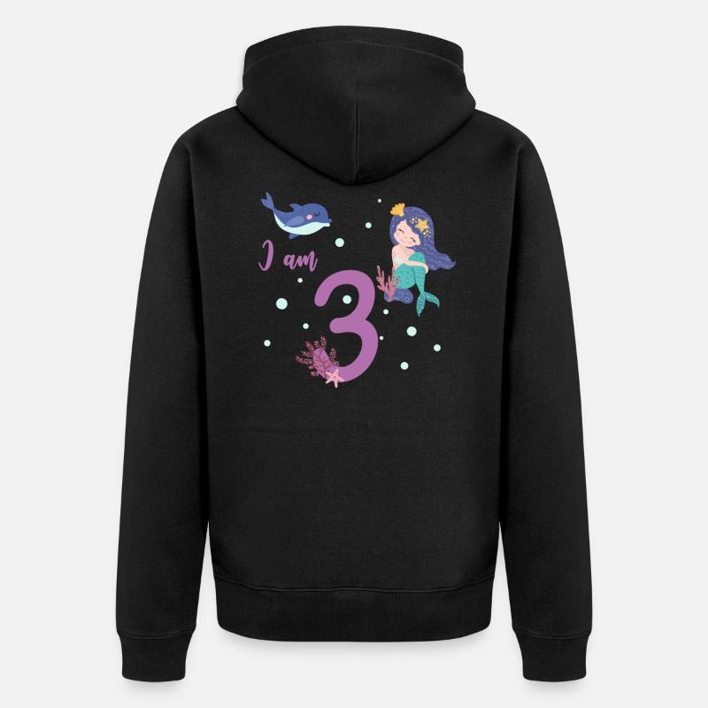 Sirène, j'ai 3 ans - Veste à capuche bio Premium Unisexe - noir