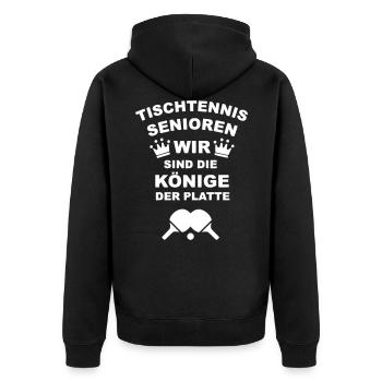 Tischtennis Senioren - Unisex Premium Bio Zip Hoodie - Schwarz - Hinten - Nico (187cm)