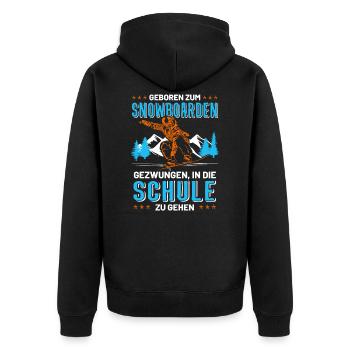 Schüler Snowboard Snowboarder lustiger Spruch - Unisex Premium Bio Zip Hoodie - Schwarz - Hinten - Nico (187cm)