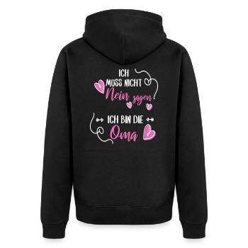 Ich muss nicht Nein sagen ich bin die Oma Geschenk - Unisex Premium Bio Zip Hoodie - Schwarz - Hinten - Nico (187cm)