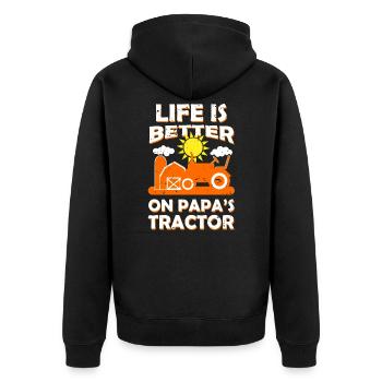 Tractor tractor driver farmer father - Unisex Premium Organic Zip Hoodie - black - Back - Nico (187cm)
