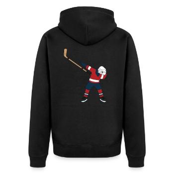 Hockeyspieler Hockey Dabbing Dab - Unisex Premium Bio Zip Hoodie - Schwarz - Hinten - Nico (187cm)