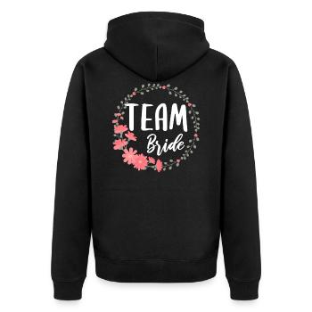 Team Bride Braut Junggesellenabschied Gruppenshirt - Unisex Premium Bio Zip Hoodie - Schwarz - Hinten - Nico (187cm)