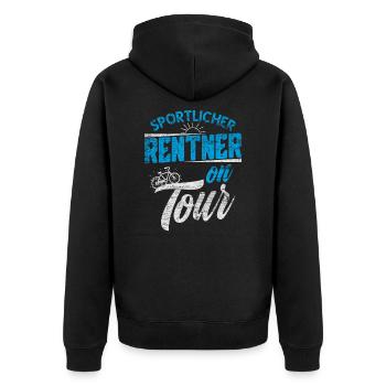 Rentner Fahrrad - Unisex Premium Bio Zip Hoodie - Schwarz - Hinten - Nico (187cm)