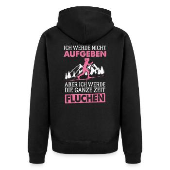 Ich werde nicht aufgeben Langlauf Langläuferin Fun - Unisex Premium Bio Zip Hoodie - Schwarz - Hinten - Nico (187cm)
