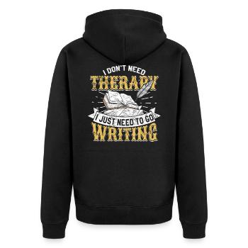 Writer - Unisex Premium Organic Zip Hoodie - black - Back - Nico (187cm)