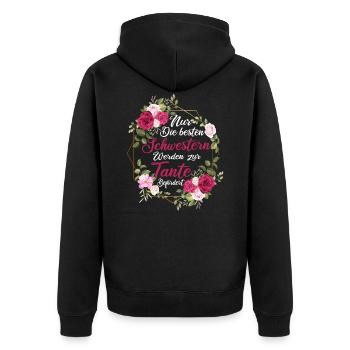 Schwanger Schwangerschaft Tante Schwester Geschenk - Unisex Premium Bio Zip Hoodie - Schwarz - Hinten - Nico (187cm)