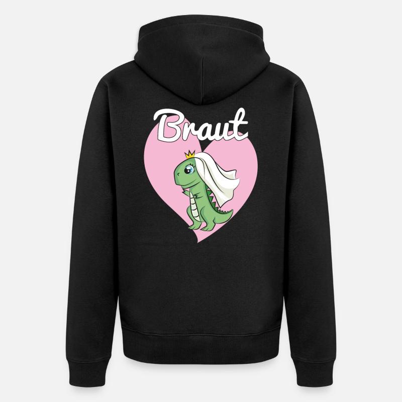 Braut Bride to be JGA Dino Dinosaurier Geschenk - Unisex Premium Bio Zip Hoodie - Schwarz