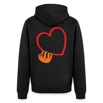 Sloth Valentines Day, Womens Sloths Valentine Hear - Unisex Premium Bio Zip Hoodie - Schwarz - Hinten - Nico (187cm)