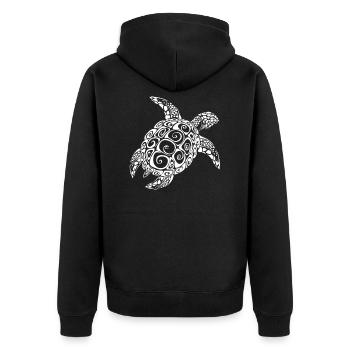 Schildkröte Geschenk - Unisex Premium Bio Zip Hoodie - Schwarz - Hinten - Nico (187cm)