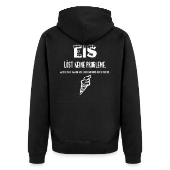 Eis löst keine Probleme - Unisex Premium Bio Zip Hoodie - Schwarz - Hinten - Nico (187cm)