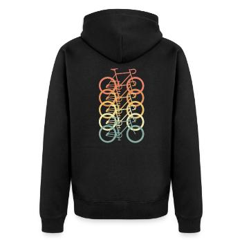 Fahrrad retro Rennrad - Unisex Premium Bio Zip Hoodie - Schwarz - Hinten - Nico (187cm)