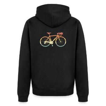 Fahrrad retro Rennrad - Unisex Premium Bio Zip Hoodie - Schwarz - Hinten - Nico (187cm)