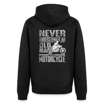 Biker Opa - Unisex Premium Bio Zip Hoodie - Schwarz - Hinten - Nico (187cm)