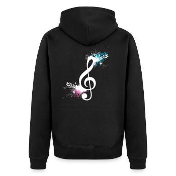 Musiknote Violinschlüssel Musiker Geschenk - Unisex Premium Bio Zip Hoodie - Schwarz - Hinten - Nico (187cm)