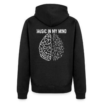 Musik in meinem Kopf Gehirn Musiker - Unisex Premium Bio Zip Hoodie - Schwarz - Hinten - Nico (187cm)
