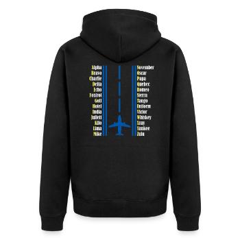 Alphabet pilote pilote - Veste à capuche bio Premium Unisexe - noir - Dos - Nico (187cm)