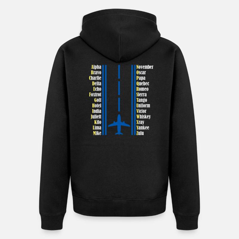 Pilot Pilotenalphabet - Unisex Premium Bio Zip Hoodie - Schwarz