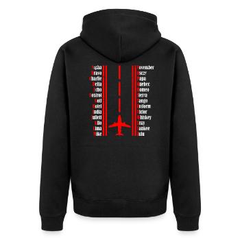 pilot alphabet - Unisex Premium Organic Zip Hoodie - black - Back - Nico (187cm)