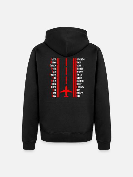 pilot alphabet - Unisex Premium Organic Zip Hoodie - black