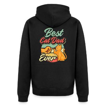 Best Cat Dad Ever Vintage Best Cat Dad Dad - Unisex Premium Organic Zip Hoodie - black - Back - Nico (187cm)