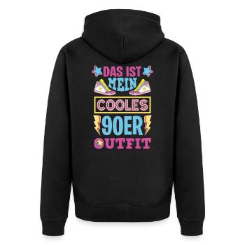 90er Jahre Party Outfit Kostüm Verkleidung 90s - Unisex Premium Bio Zip Hoodie - Schwarz - Hinten - Nico (187cm)