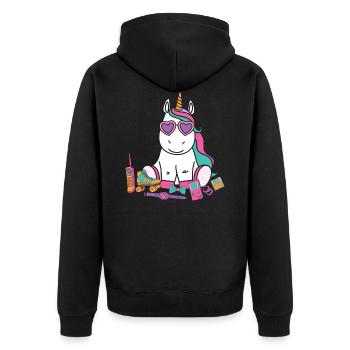 90er 80er Jahre Party Outfit Kostüm Einhorn - Unisex Premium Bio Zip Hoodie - Schwarz - Hinten - Nico (187cm)