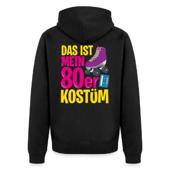 80er Jahre Party Outfit Kostüm Verkleidung 80s - Unisex Premium Bio Zip Hoodie - Schwarz - Hinten - Nico (187cm)