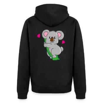 Koala bear love - Unisex Premium Organic Zip Hoodie - black - Back - Nico (187cm)