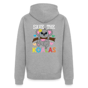 Sauvez les ours du koala - Veste à capuche bio Premium Unisexe - gris chiné - Dos - Nico (187cm)