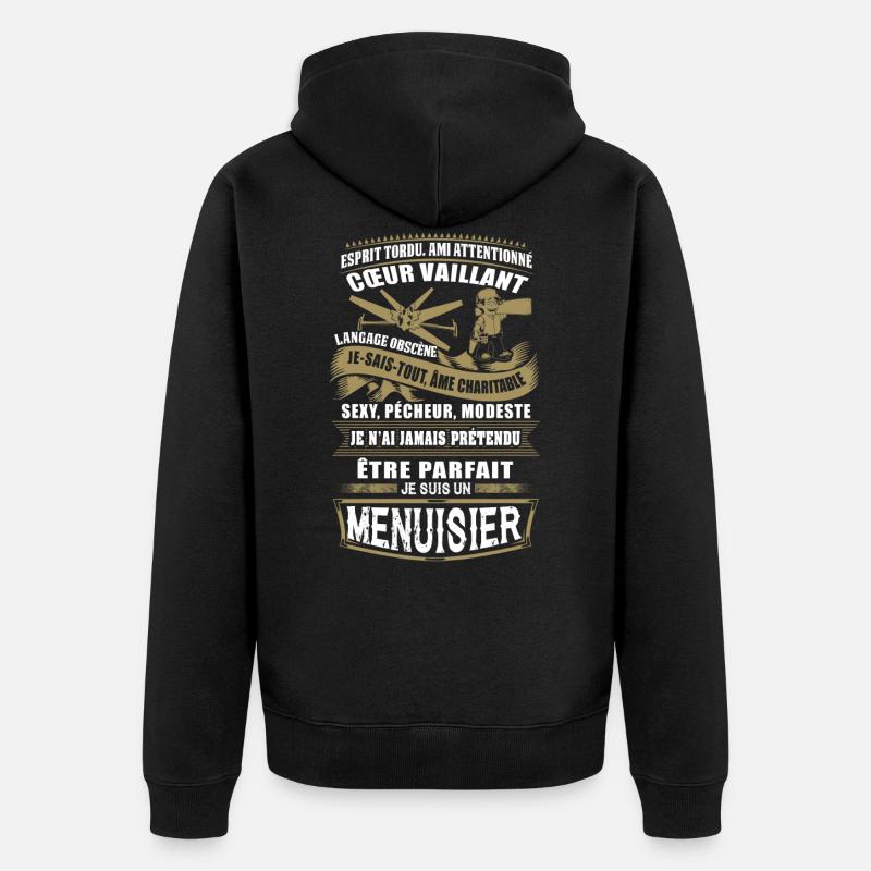 Tee Shirt Menuisiers - Mug à capuche charpentier - Veste à capuche bio Premium Unisexe - noir