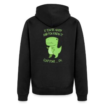 Tyrannosaurus Rex ist happy - Kinderlied - Unisex Premium Bio Zip Hoodie - Schwarz - Hinten - Nico (187cm)